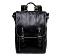 WAxd Décontractée Hommes Noirs Puce Sac à Dos en Cuir, Grande capacité Daypack for Ordinateur Portable, Adolescentes School d'épaule, Entreprise, étudiant, Sac à Dos de Bureau