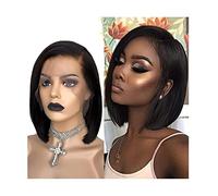 WAxd Perruques Femmes Perruques de Cheveux Humains Court Bob Perruques Dentelle Perruque Naturel Noir Couleur côté Partie Droite Avant Perruque pour Les Femmes Noires Perruques Fête et Cosplay