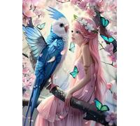 Waxonle 5D Diamond Painting Oiseau Peinture Diamant Adulte, Fille Diamond Painting Enfant, DIY Round Strass Broderie Diamant Kit Complet Cristal Artisanat for Decoration Chambre, 50x60cm