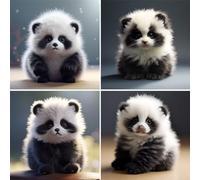 Waxonle Bébé Panda Diamond Painting 4 Pack,5D DIY Diamant Painting Kit Complet Adulte et Enfant, DIY Loisirs Créatifs, Canevas Diamant et Perle Diamant Peinture Point pour Décoration Murale, 10x10cm