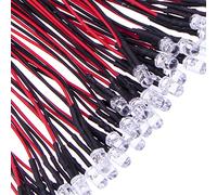 Waycreat Lot de 35 diodes LED rouges pré-câblées, ultra lumineuses 12 V 5 mm, résistance intégrée pour projets de bricolage, Arduino, Raspberry Pi et électronique de loisirs
