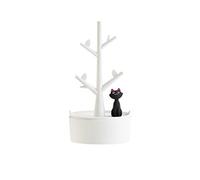 WAYER Chat Porte-bagues, Porte Bijoux Bijoux Organisateur Rack Créatif Arbre Ornements de décoration Bague Tour présentoir-Blanc 10x19.3cm(4x8inch)
