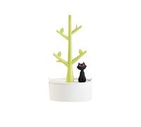 WAYER Chat Porte-bagues, Porte Bijoux Bijoux Organisateur Rack Créatif Arbre Ornements de décoration Bague Tour présentoir-Vert 10x19.3cm(4x8inch)