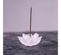 WAYER Lotus Brûleur d'encens, Verre Transparent Handmade Encens cône Titulaire Simple Créatif Accueil Décor Porte-encens-Blanc 6.5x3.5cm(3x1inch)