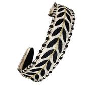 Wayfadacc Bandeau à cheveux réglable antidérapant avec feuilles brodées - Accessoire de cheveux léger et confortable pour femme