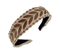 Wayfadacc Bandeau à cheveux réglable antidérapant avec feuilles brodées - Accessoire de cheveux léger et confortable pour femme