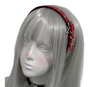 Wayfadacc Bandeau rétro punk en cuir pour femme Cosplay PU années 2000 foncé accessoire de cheveux pour adultes