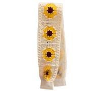 Wayfadacc Bandeau tricoté en acrylique doux pour adultes avec bandeau floral réglable brodé pour les amateurs de mode