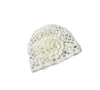 Wayfadacc Casquettes de fleurs crochetées en nylon doux et extensible unisexe chapeau artistique visage encadrement design plusieurs couleurs bonnet crochet en nylon, blanc, taille unique