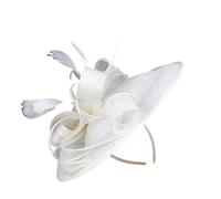 Wayfadacc Coiffe Derby en maille délicate avec bandeau amovible à plumes et clip pour décoration de cheveux pour goûter, événement de mariage, bal de fin d'année, accessoires pour cheveux avec plumes