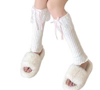 Wayfadacc Femmes Esthétique En Tricot Côtelé Stretch Legher Boot Boot Japonais Covers De Botte En Dentelle À Volants Doux Couvre-bouche À Bowk