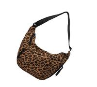 Wayfadacc Sac à bandoulière en demi-lune imprimé léopard pour femme, grande capacité, sangle réglable pour voyage, travail, léopard, marron, One Size