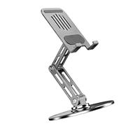 Wayfadacc Support de bureau pliable en alliage d'aluminium avec 3 axes de rotation à 360 degrés et base antidérapante pour tablettes et téléphones - Support pliable ergonomique avec rotation à trois