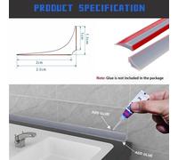 Wayi-3 Mètres Bande D'étanchéité Silicone Pliable Barrage D'eau Seuil De Douche Joint Douche Barriere De Douche Retenue D'eau Anti Débordement Pour Salle De Bain Evier Cuisine, Gris (Deux Côtés Adhés