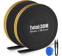 WAYI-30M Mousse Bande De Joint D'Étanchéité En Caoutchouc,Bande D'Étanchéité Anti-Collision,1 Paire De Ciseaux Et 1 Mètre Ruban Comme Cadeau,Utilisé Pour Bloquer L'Écart Entre Les Fenêtres Et Les Por