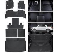 WAYIDSS Tapis de Sol et Tapis de Coffre pour Ford Expedition Max 2018-2023 2024 (Uniquement Compatible avec 7 sièges) (siège baquet à 2 rangées) en TPE Protection Contre Les intempéries Revêtement