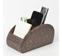 WAYIFON Porte-télécommande avec 5 poches, grand support pour TV, DVD, clé 4K et télécommandes Bluray, rangement pour crayons, marron rétro L