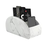 WAYIFON Support de rangement pour télécommandes avec 5 poches, Grand support pour télécommandes TV, DVD, 4K Stick et Bluray, Rangement pour télécommandes de stylo, Marbre L Blanc