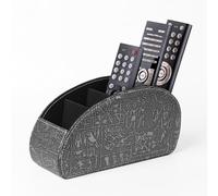WAYIFON Support de télécommande avec 5 poches, grand support pour TV, DVD, clé 4K et télécommandes Bluray, rangement pour stylos, M rétro argent
