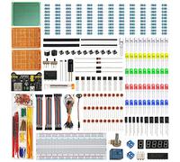 WayinTop Composants Électroniques Kit de Démarrage avec Manuel d'utilisation Français, Breadboard Jumper Fil Kit, PCB Board, LED Diodes & Résistance Kit pour Arduino