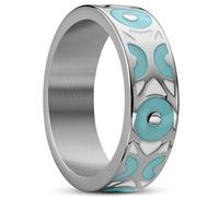 Waykins Bague pour homme par Trendhim - Motif mauvais œil - Acier inoxydable 316L et émail - Design danois - Finition polie - Acier / bleu turquoise, 67mm, Métal, Aucune pierre précieuse