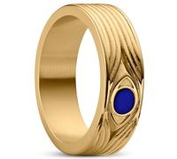 Waykins by Trendhim Chevalière pour homme - Bague carrée dorée avec motif mauvais œil - Acier inoxydable 316L et émail - Conçue au Danemark - Surface polie - Or/noir, 55mm, Métal non précieux, Aucune