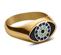 Waykins by Trendhim Chevalière pour homme | Design mauvais yeux | Acier inoxydable 316L et émail | Design danois | Surface polie | Acier et bleu turquoise, 73mm, Métal non précieux, Aucune pierre