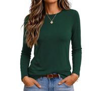 Wayleb Tee Shirt Manche Longue Femme Col Rond Basique | Classique, Couleur Unie, Coupe Décontractée, Haut Léger, Pour Travail, W nd, Sorties, Maison et Temps Libre