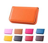 Waylipun Porte-Cartes de Visite, Porte-Cartes de Visite en Cuir Synthétique pour Homme et Femme avec Fermeture magnétique pour Carte de Visite, Carte de Crédi(Orange)