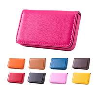 Waylipun Porte-Cartes de Visite, Porte-Cartes de Visite en Cuir Synthétique pour Homme et Femme avec Fermeture magnétique pour Carte de Visite, Carte de Crédi(Rose Rouge)