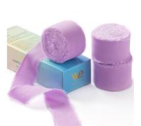 Waylipun Ruban en mousseline de Violet, ruban à franges 3 rouleaux 3cm x 19,2m Ensemble de rubans vintage pour invitations de mariage, décorations de fête d'anniversaire