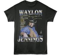Waylon Jennings T Shirt Portrait Adult Smoke Short Sleeve Tshirt American Country Rock Music Graphic Tees Manches Courtes(Small)