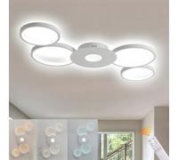 WayLuoung Plafonnier LED, Design Anneaux Modernes 3000-6000K Dimmable Avec Télécommande, Plafonnier Cercle Acrylique Blanc, 38W, 89 * 56cm, Salon Enfants Chambre Salle À Manger Cuisine Bureau Étude