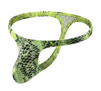 Waymaytecy String Homme Transparent Dentelle Jockstrap, sous-Vêtements Sexy Taille Basse Ficelle Élastique Doux Respirant, Mini Slip T-Back Invisible pour Lingerie Intime et Soirée(Motif Serpent)