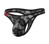 Waymaytecy String Homme Transparent Dentelle Jockstrap, sous-Vêtements Sexy Taille Basse Ficelle Élastique Doux Respirant, Mini Slip T-Back Invisible pour Lingerie Intime et Soirée(Dentelle)