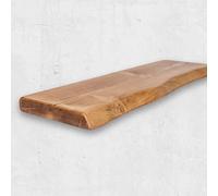Wayne/Live Edge Étagère Flottante Rustique, étagère Murale en Bois 22x3.5cm, Chêne Foncé, 100cm