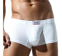 Wayonge Boxer doux pour homme avec bouton - Sous-vêtements respirants et confortables de couleur pure pour un usage quotidien, blanc, Medium