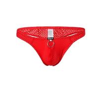 Wayonge String pour homme - String respirant en maille nid d'abeille en soie glacée, Rouge, Medium