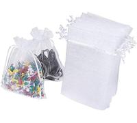 WAYOUTER 100 pièces Sacs Organza Sachets 17x23 cm Blanc Pochettes Cadeau en Organza Sac à Bijoux pour Mariage Bonbons