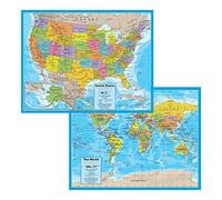 Waypoint Geographic 2 en 1 Carte des États-Unis et du monde pour la géographie, les études sociales, les sciences de la Terre et la référence géopolitique - Excellente carte pour enfants - 21,6 x 27,9 cm