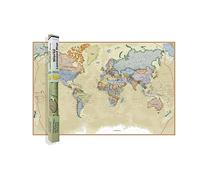 Waypoint Geographic Carte du monde de la série Boardroom, affiche de carte du monde laminée de style antique, art mural éducatif pour la maison, la salle de classe ou le bureau, cadeaux uniques, 61 x