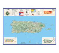 Waypoint Geographic Hémisphères - Carte murale de Porto Rico - Carte murale plastifiée - Art mural éducatif pour la maison, la bibliothèque ou le bureau - Cadeau unique - 66 x 96,5 cm