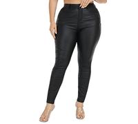 WAYRUNZ Legging taille haute en similicuir extensible avec revêtement en polyuréthane pour femme, 059-noir-plus, 52 plus