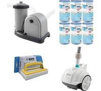 WAYS - Entretien de piscine - Aspirateur de piscine ZX50 & pompe de filtration 5678 L/u & 6 filtres type A & brosse à récurer WAYS