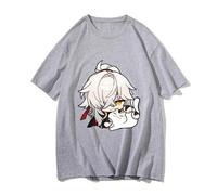 WAYSDA Honkai Star Rail Jing Yuan T-Shirts Men Stroke A Cat Cartoon Streetwear Tshirts QQcharacter T Shirts 100% Cotton MiHoYo Game 2 Grey L