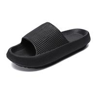 Waysoland Pantoufles Claquettes Femmes Hommes Summer Chaussons,Massage de Douche Salle de Bain non Glissée Séchage Rapide Orteil Ouvert Super Doux Confortable Pantoufles(Noir,40/41 EU)