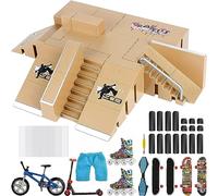 Waysroma Finger Skatepark Kit 18PCS Kit de Rampe Skateboard Finger Mini Fingerboards Ramp Set avec 4 Planches à roulettes, Patins, Trottinettes, Vélos, Pantalon de Doigt
