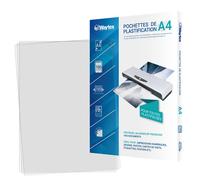 Waytex Pack de 100 feuilles de plastification A4 75 microns finition brillante transparente