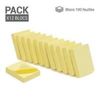 Waytex 1200 Notes adhésives repositionnables Pack 12 mini blocs de 100 notes jaunes 37,5x50mm G