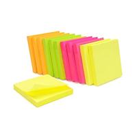 WAYTEX 1200 Notes Autocollantes Repositionnables Couleurs néon assorties 12 Blocs de 100 Feuilles 75 x 75 mm - Jaune Orange Rose Vert